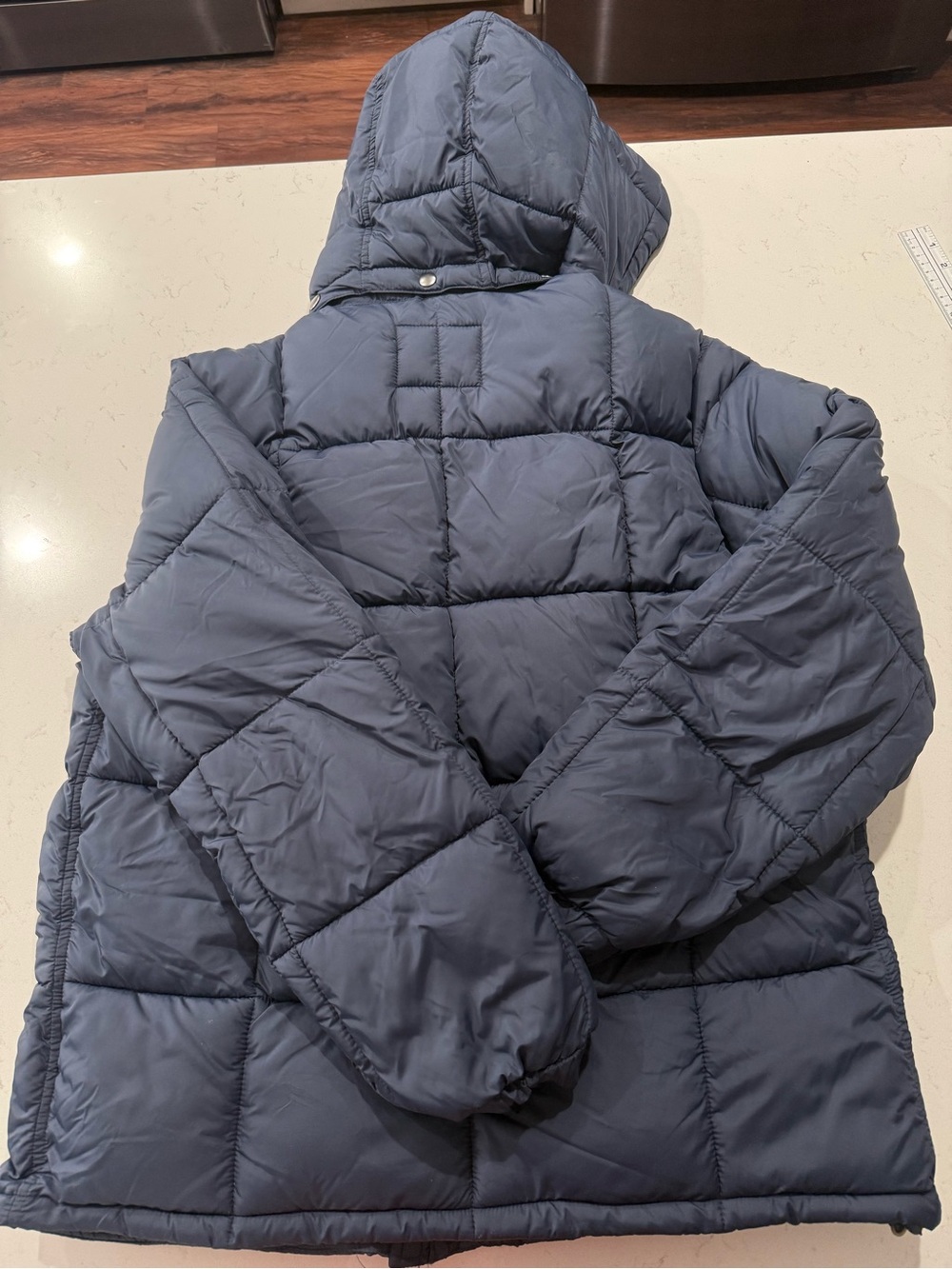 J.Crew Nordic Men's Navy Hooded Puffer Jacket - Insulated Winter Coat. Large - Picture 9 of 9